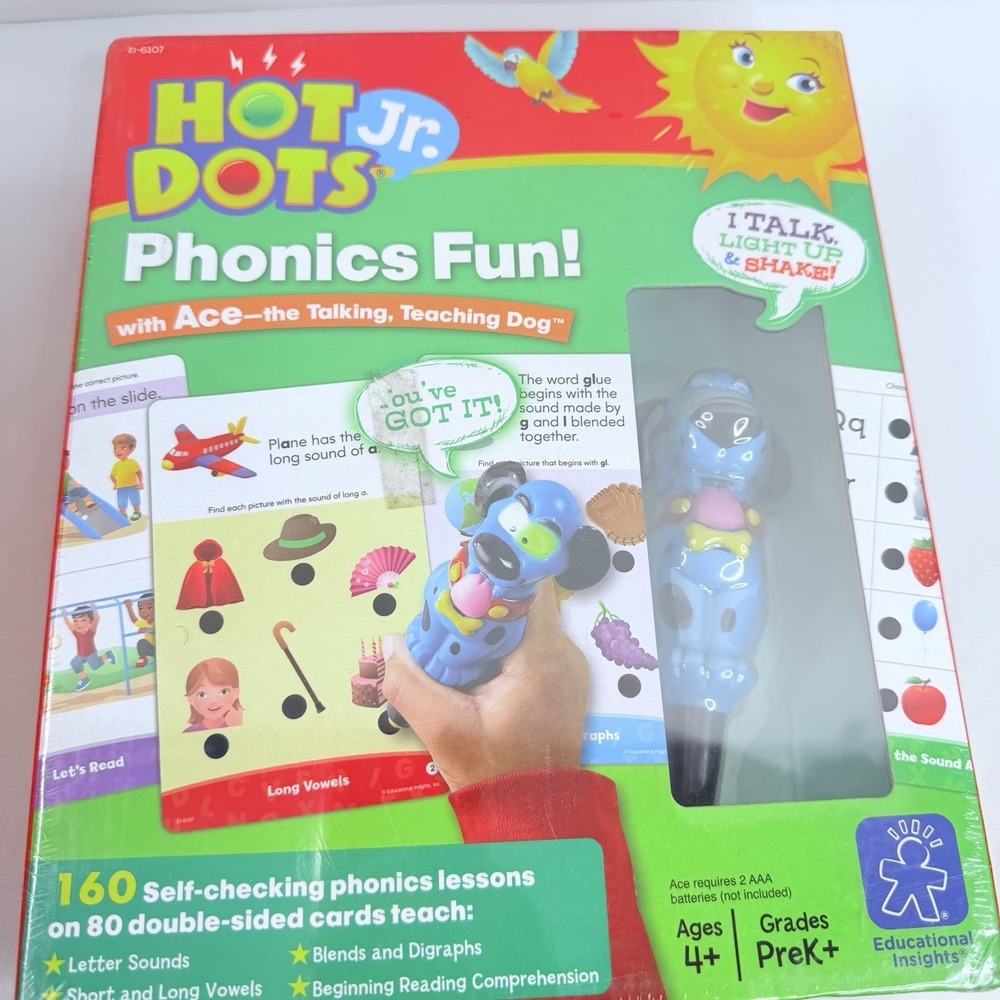Hot Dots Jr. Phonics Fun w/Ace‎ the Talking Teaching Dog Ages 4+ Pre-K